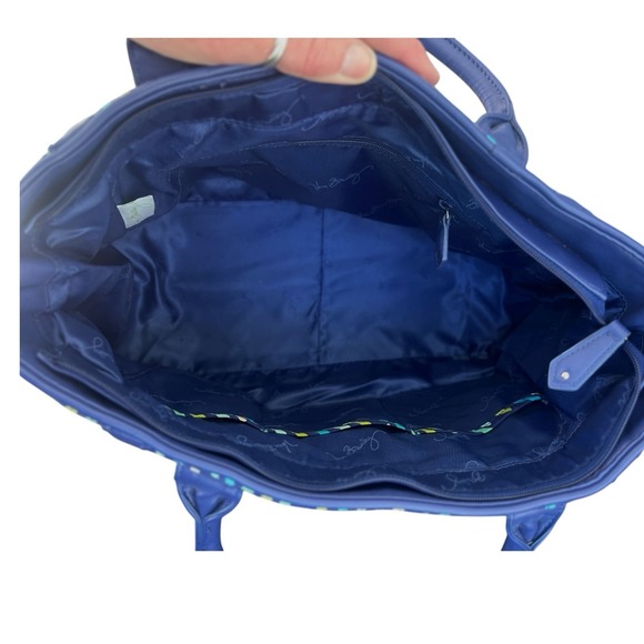Retired Vera Bradley Rain Forest Tote Trapeze Shoulder Strap Blue L Preppy Boho - Picture 7 of 12